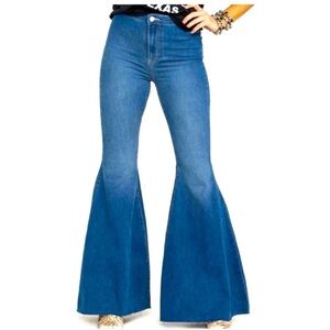 Vibrant Denim Flare Jeans in Blue